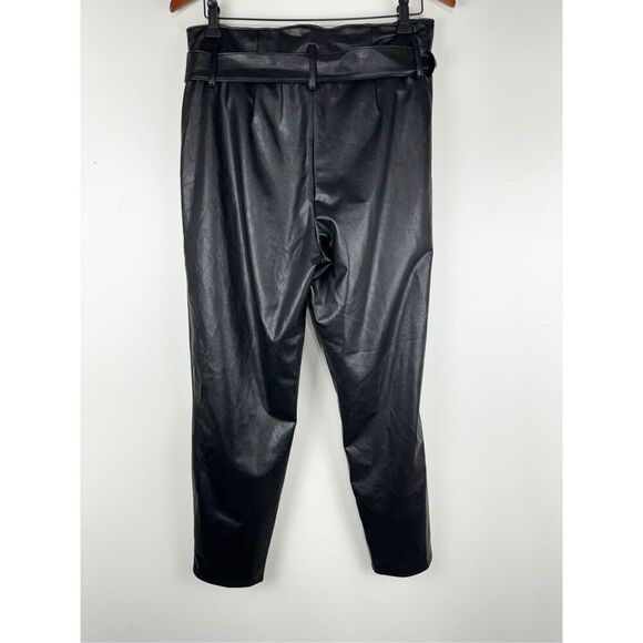 White House Black Market Women's Faux Leather Tapered Ankle Pants Black Size 6 - Picture 4 of 9